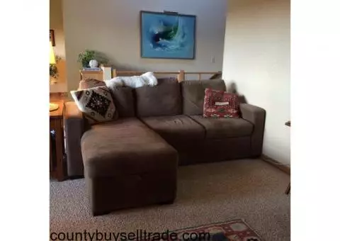 Living sofa, attached ottoman and pull out sofa bed