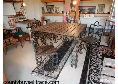 Horse Shoe Table Chairs and Bench