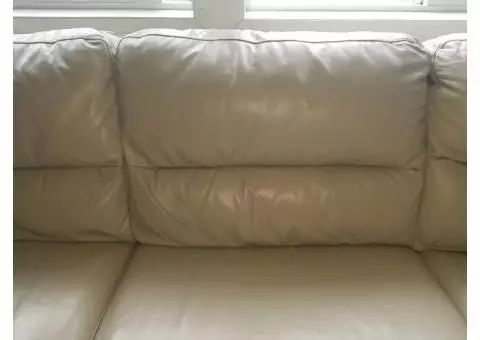 Cream colored leather sectional