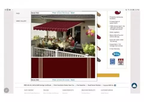 Freestanding manual patio awning in merlot color