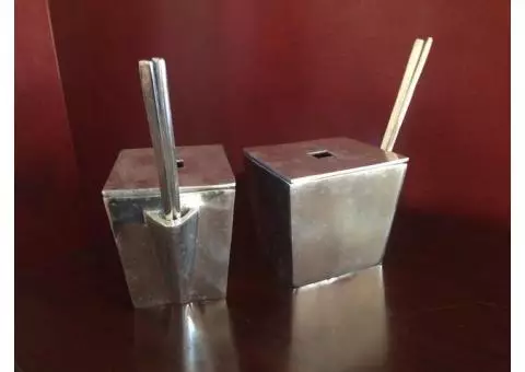 Lunares CHINESE TAKEOUT SERVER BOX Cast Aluminum with CHOPSTICKS